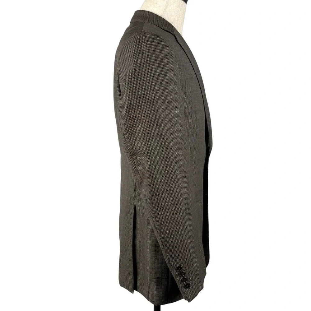Emporio Armani G Line Blazer Mens 38R US Brown Micro Pattern Virgin Wool NEW